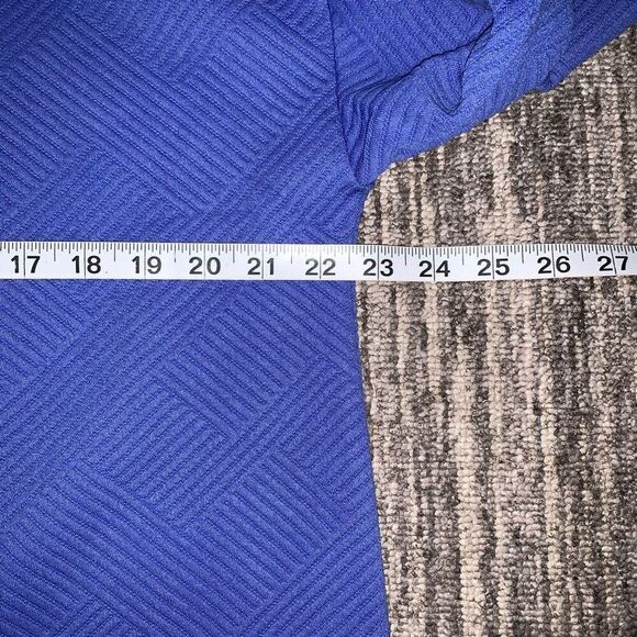 Talbots Womens Large Mixed Quilt Pullover Top Blue Button Neck Drawstrings NWT - Picture 5 of 7